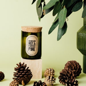 Norwegian Mist & Forest Pine Vela de Cera de Soja - Vela de Cera de Soja - Vela de Cera de Soja - Vela de Garrafa de Vinho - Vela de Taça de Vinho - Vela de Cera Ecológica