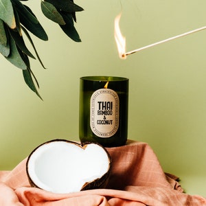 Thai Bamboo Soy Wax Candle - Soy Wax Candle - Wax Candle Soy - Wine Bottle Candle - Wine Glass Candle - Eco Wax Candle - UK Soy Candle Wax