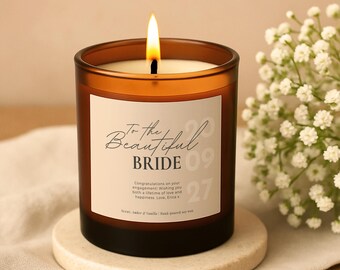 Bride to Be Gift Candle, Personalised Bridal Gift, Soy Candle