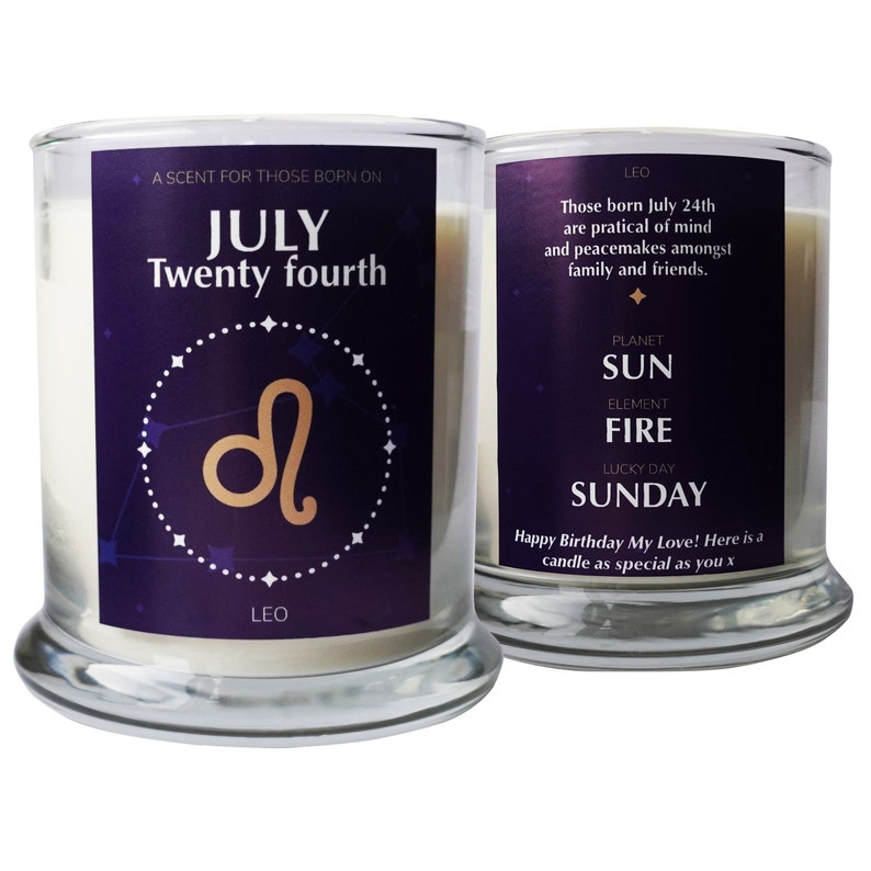 Star Sign Date Candle Birthday Gift For Her Birth Date image 2