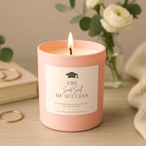 Personalised Graduation Candle Gift For Her The Sweet Smell Of Success Pink Jar Exam Results Day Present Thoughtful Custom Soy Wax Candle