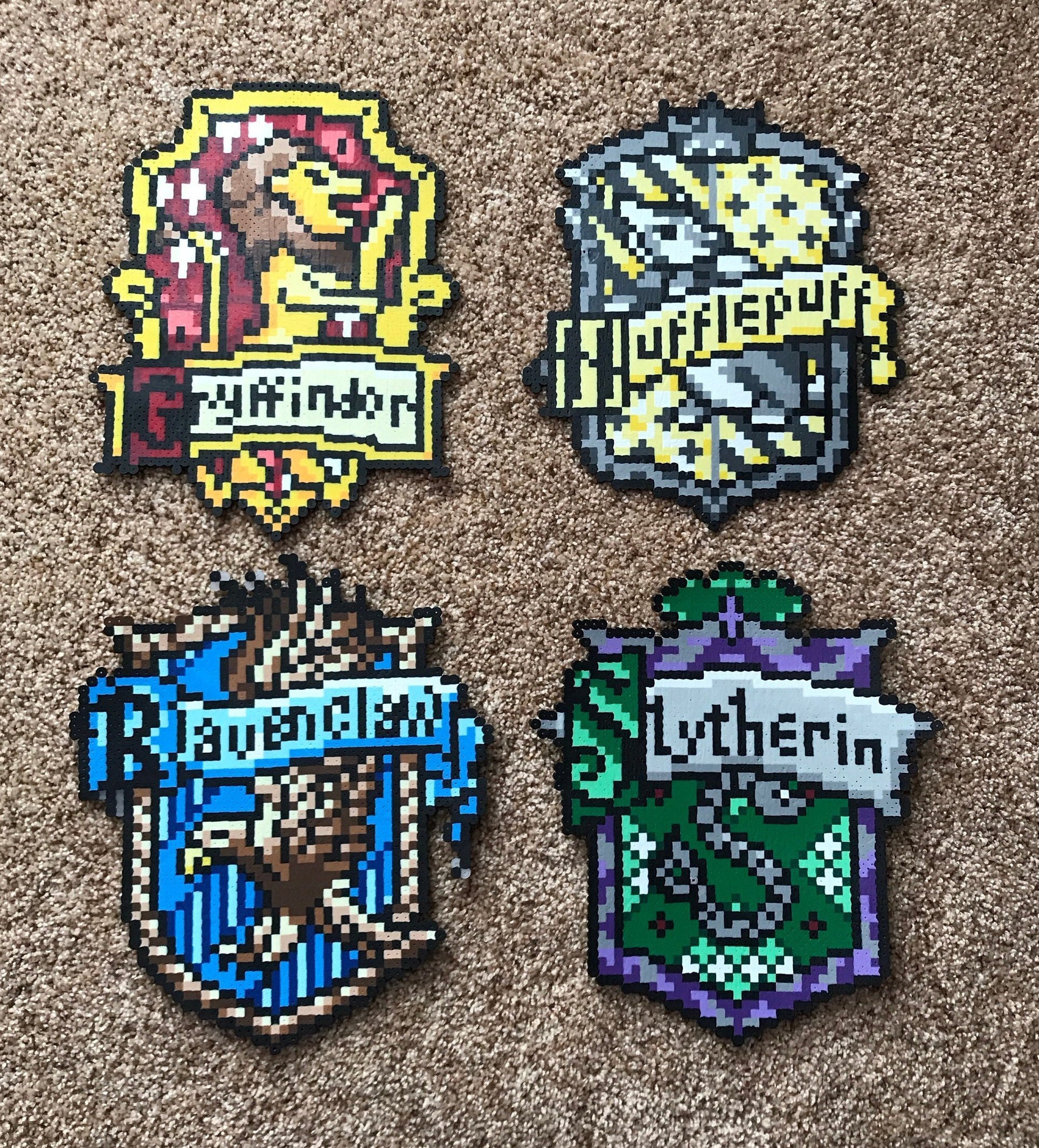 Hogwarts House Crests Harry Potter Perler Beads By Perlerpixie Diy