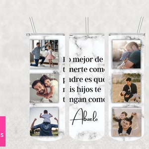 Father&#39;s Day tumbler| Abuelo | Dia del padre tumbler in Spanish | 20oz Skinny Sublimation Design Wrap | Photo Tumbler | Grandpa tumbler