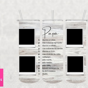 Father&#39;s Day Sublimation tumbler spanish | 20oz Skinny Sublimation Design Wrap | Photo Tumbler | Dia del padre español | dad skinny tumbler