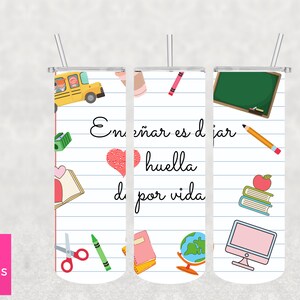 Teacher Maestra tumbler español | 20oz Skinny Sublimation Design Spanish | Maestra design | school design | Maestra wrap |