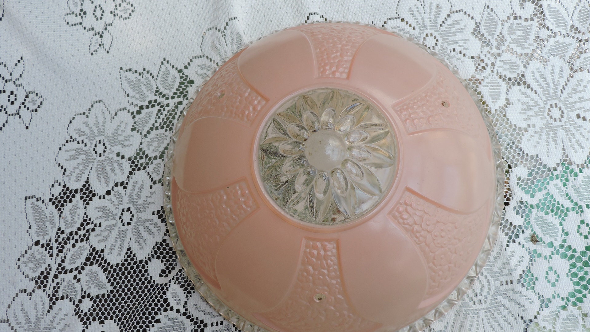 Vintage Pink Ceiling Light Glass Light Shade Flowers - Etsy