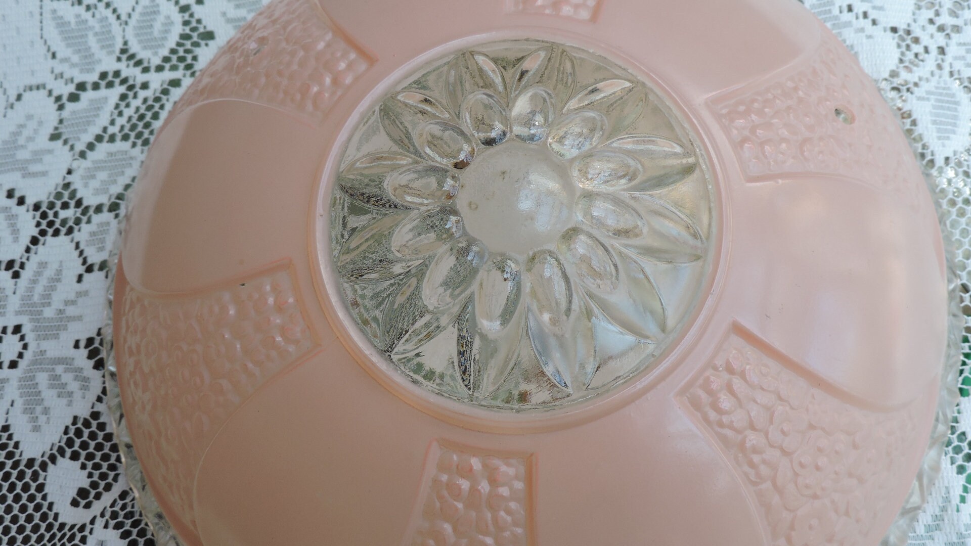 Vintage Pink Ceiling Light Glass Light Shade Flowers - Etsy