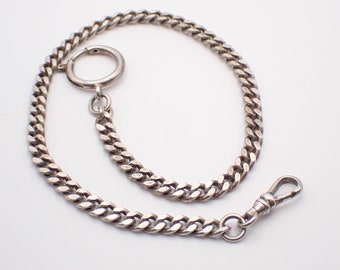 Vintage Sterling Silber vergoldete Albert Taschenuhr Guard Curb Link 32cm 12,59" für Hochzeitsanzug, Abschlussball, Abschlussfeier