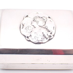 Vintage Sterling Silver Plated Trinket Jewellery Box Risqué Portrait Nouveau