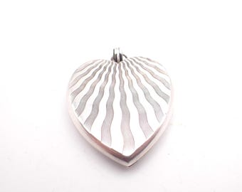 Sterling Silber Liebe Herz Medaillon Foto Bild Halskette Anhänger Art Deco Groß Top 3,9 cm 1,53 "