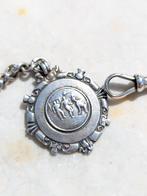 Catena Albert Per Orologio Da Taschino Antico In Argento Sterling - Foto 4