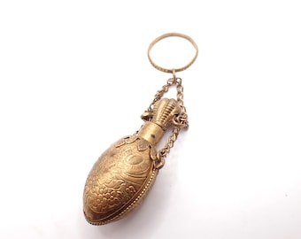 Antikes vergoldetes Metall Duft Parfüm Flasche Trank Amulett auf Kette verzierten gotischen Design 5,5 cm 2,16 "