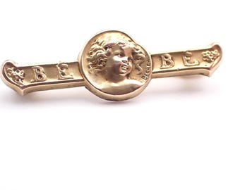 Antike 18ct Vergoldet Fix Brosche Anstecknadel Baby Baby Bebe Signiert Becker 1920er Jahre 2,8 cm 1.18" Jugendstil