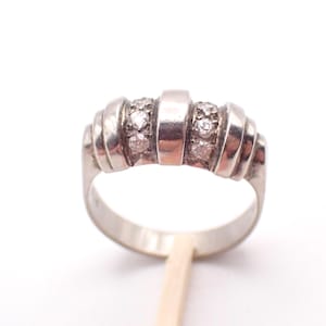 Vintage Art Deco Sterling Silver White Gemstone Ring UK Size N.5 US 6.75