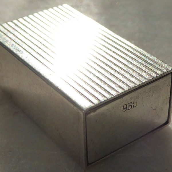Art Deco High Grade 935 Silver Miniature Pill Sunff Box Danish Scandinavian Rectangle 1"