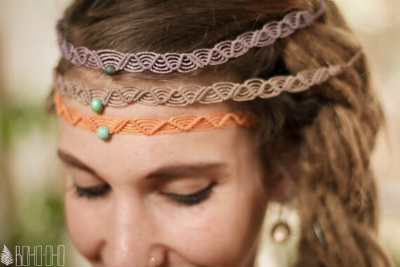 Macrame Headband Hippie Macrame Tiara Boho Wedding Jewelry Etsy