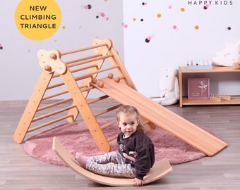 Gimnasio de escalada Montessori para niños y niños pequeños - ¡¡¡NUEVO!!! Better Climbing Triangle BRUBI - Rampa - Tabla de equilibrio