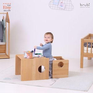 Montessori cUbe chairs - first chair and table - FULL SOLID WOOD