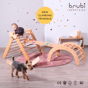 Indoor Playground - Toddler Gym / Activity Gym - NEW!!! Better Climbing Triangle BRUBI, Climbing Arch, Balance board, Sliding Ramp