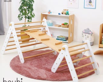 BRUBI Kletterset: Buchenholz-Dreieck, Rampe & Bogen