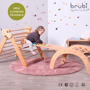 BIG set of 3: NEW Better Climbing Triangle BRUBI Ramp Big Climbing Arch / Kletterdreieck mit Rutche und Kletterbogen zdjęcie 1