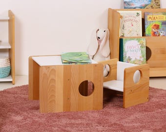 Little Set of Montessori Cube Chairs Pieces FULL SOLID WOOD
