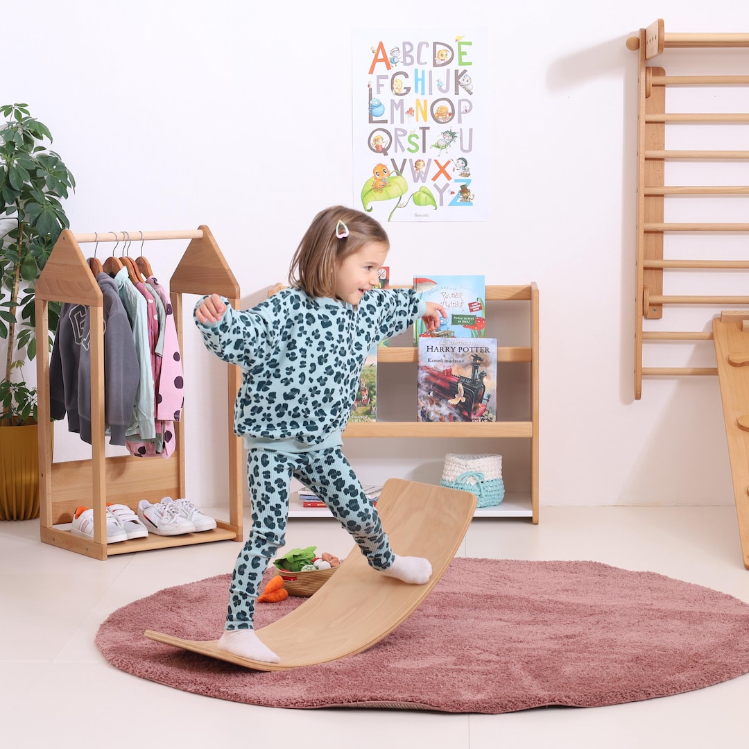 Green Balance Board Rocking Rocking Board Oiled/ Balance Board / Curvy Board / Rocker ...