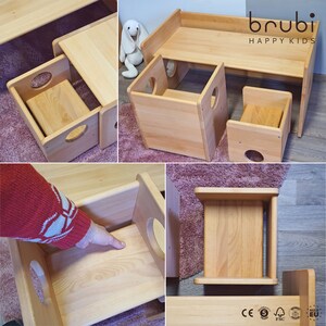 Piccolo set di sedie Montessori cUbe 2 pezzi COMPLETAMENTE IN LEGNO MASSELLO immagine 7