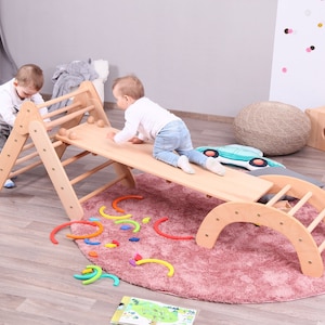 BABY SET of 3: Baby Climbing Triangle+Ramp+Baby Climbing Arch / Kletterdreieck mit Rutche und Kletterbogen