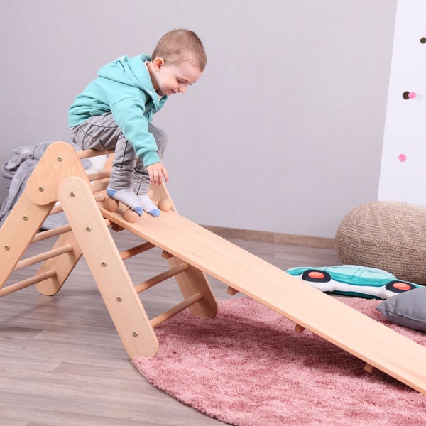 Baby Climbing triangle with ramp / Foldable or Fixed with adjustable angle / Kletterdreieck mit Rutsche