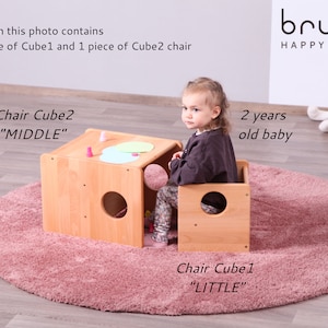 Sedie Montessori cUbe prima sedia e tavolo COMPLETAMENTE IN LEGNO MASSELLO immagine 3