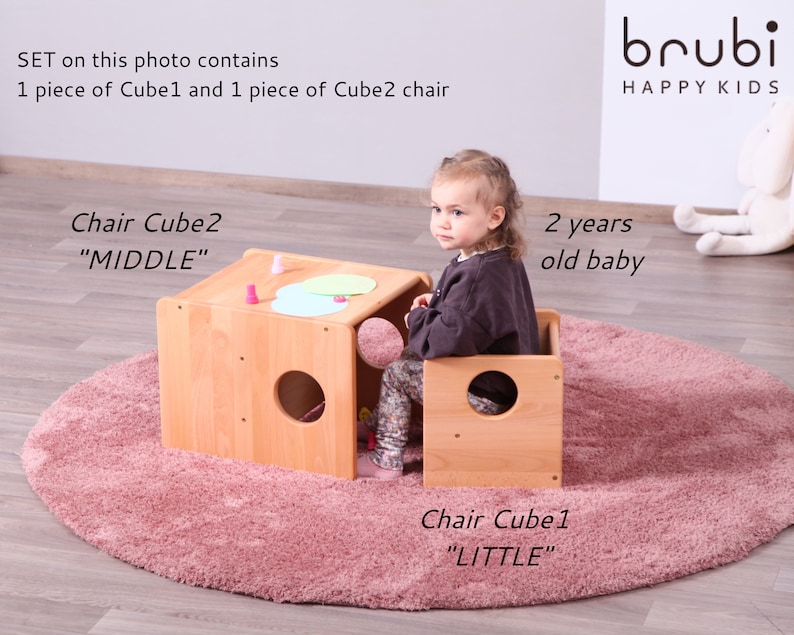 Chaises Montessori cUbe first chaise et table PLEIN BOIS MASSIF image 3