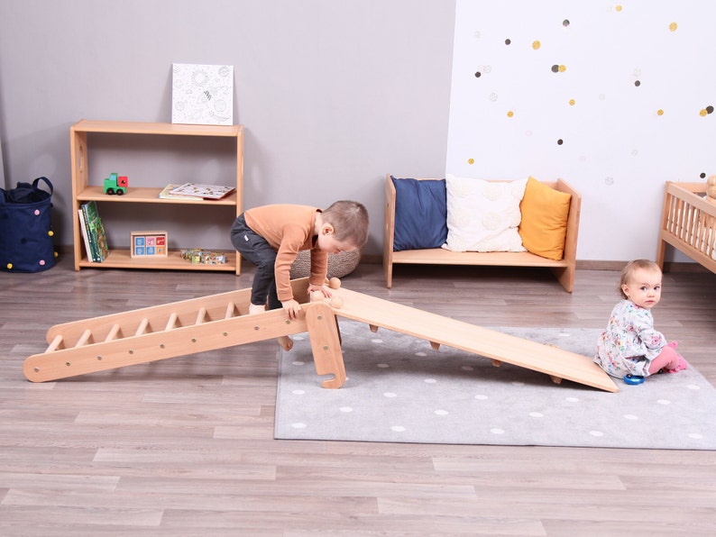 Ladder and Climbing/Sliding Board accessories for Climbing triangle / Montessori climbing gym for kids and toddlers / Leiter und Rutche image 1