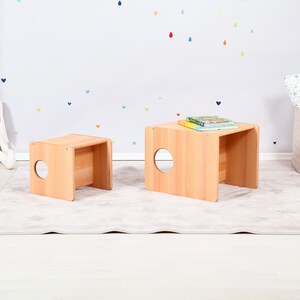 Sedie Montessori cUbe prima sedia e tavolo COMPLETAMENTE IN LEGNO MASSELLO immagine 5