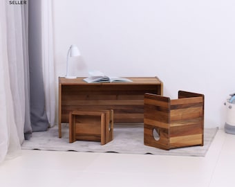 Nussbaum Montessori Würfel Set - Kindertisch und Stühle, Massivholz