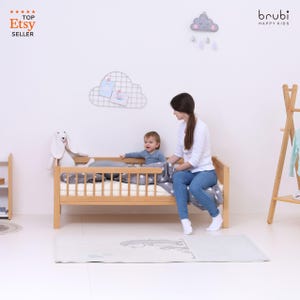MONTEbed with rails and slatted bed base / Children&#39;s bed / Nursery toodler Montessori bed / Wooden bed / Montessori furniture 140 / 160 cm