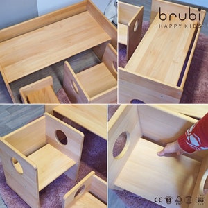 Montessori kubus stoel en tafel VOLLEDIG MASSIEF HOUT afbeelding 8