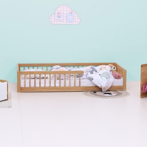 LUXURY OAK COLLECTION ! FLOORbed with rails and slatted bed base / Children&#39;s bed / Nursery Platform Montessori / BODENbett 140cm / 160cm