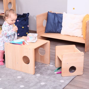 Großes Set von Montessori Cube Stühlen 3 Stück FULL SOLID HOOD Bild 2