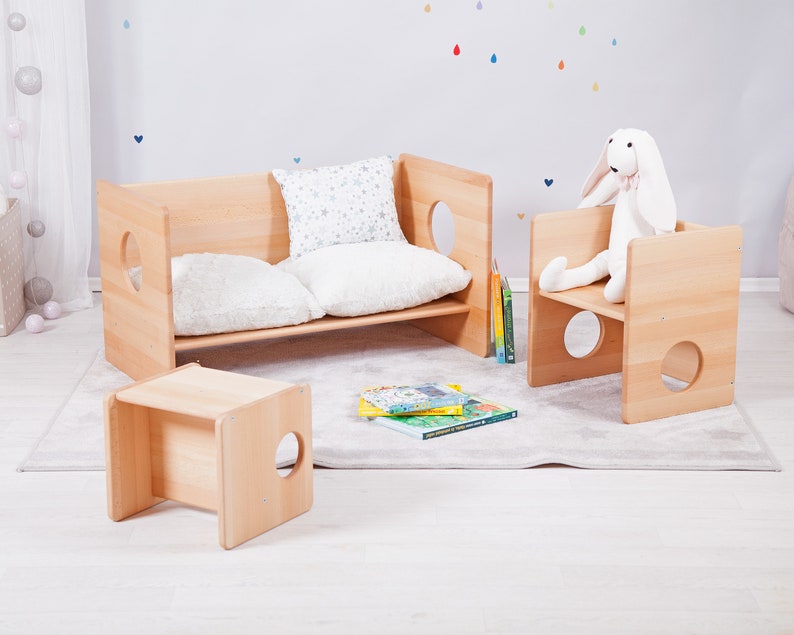 Großes Set von Montessori Cube Stühlen 3 Stück FULL SOLID HOOD Bild 5