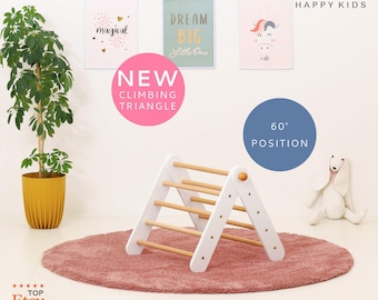 CLIMBIE - Montessori Hölzernes Kletterdreieck - Faltbar mit einstellbarem Winkel / Vollmassivholz