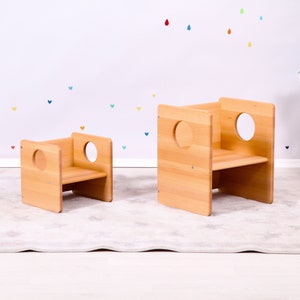 Sedie Montessori cUbe prima sedia e tavolo COMPLETAMENTE IN LEGNO MASSELLO immagine 6