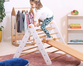 CLIMBIE - Big Montessori Holz Kletterdreieck - Faltbar mit einstellbarem Winkel / Vollholz massiv