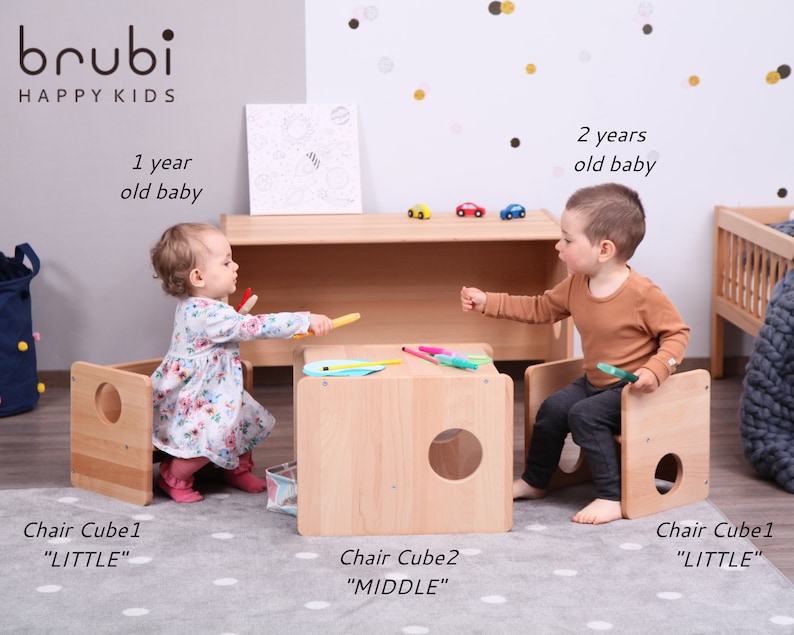 Montessori Cube Stühle erster Stuhl und Tisch FULL SOLID HOOD Bild 2
