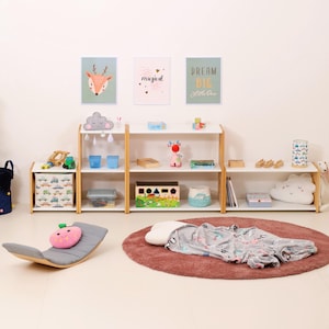 EXTRA OFFER - Set of 4 Monte SHELVES / Nursery Shelves / Toddler Toy Shelf / Bookshelf / Full solid wood