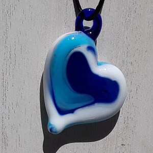 Heart White-Blue - Handmade Glass Pendent