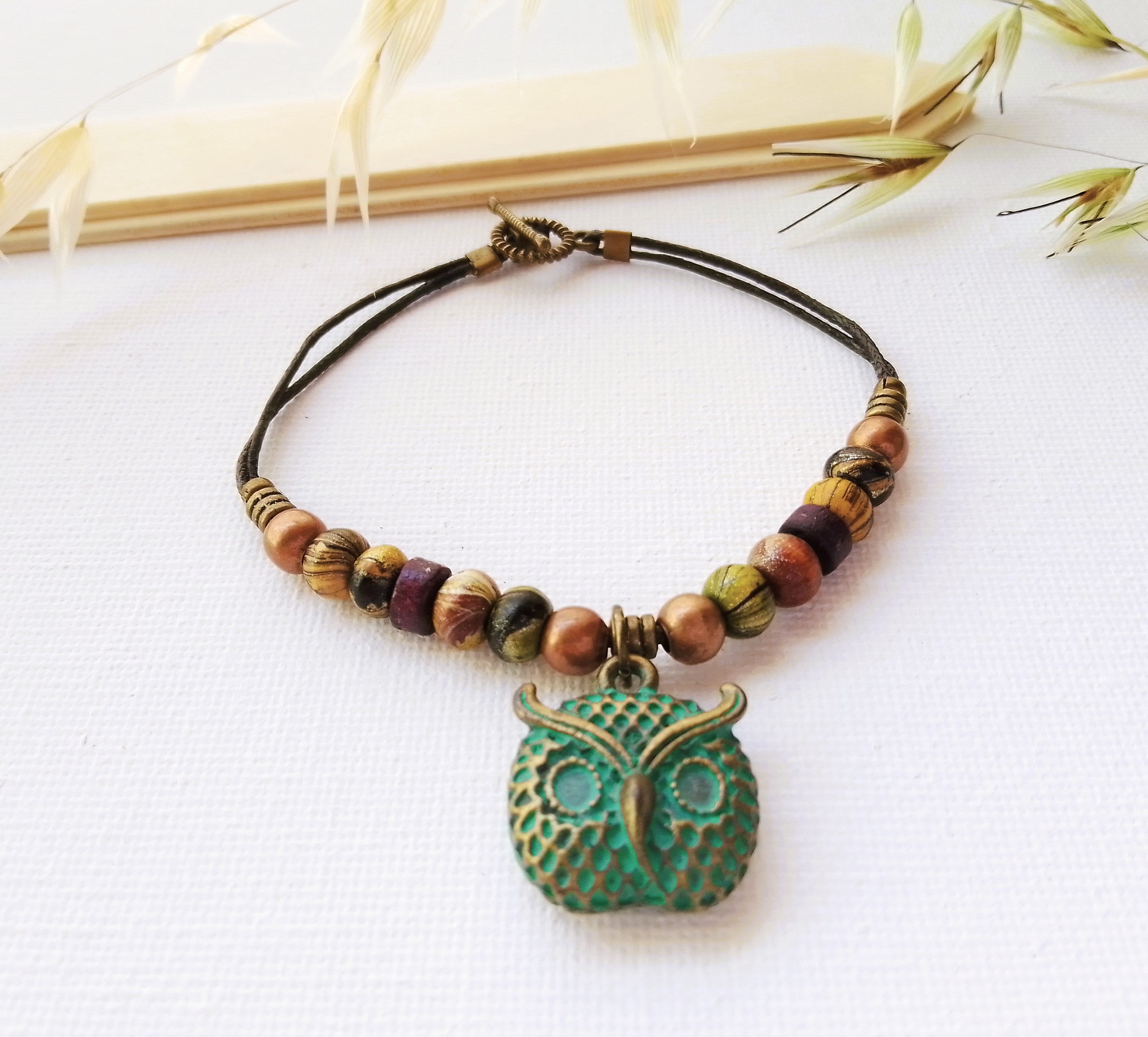 Bracelet hibou, bracelet bronze, bracelet boh&egrave;me