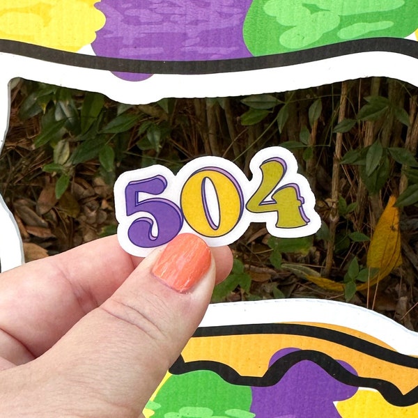 504 Sticker // Vinyl Die-cut Sticker // Notebook Sticker // New Orleans Area Code // NOLA Sticker // New Orleans Sticker // Decal // Clear