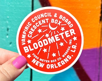 Bloodmeter (Watermeter) Sticker // Vinyl Die-cut Sticker // New Orleans // NOLA Gift// Halloween Sticker // Scrapbook // Vampire // Decal