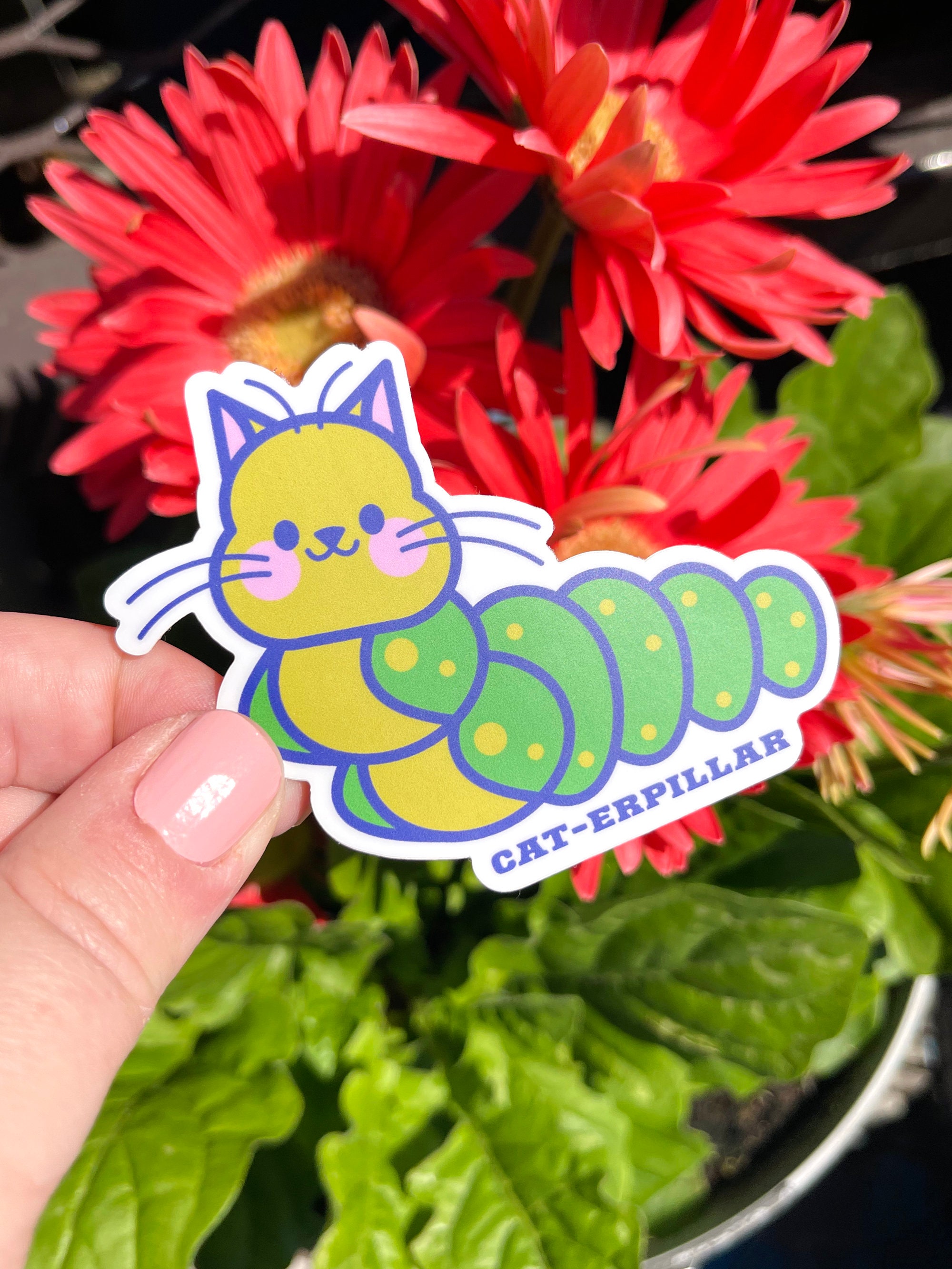 Cat-erpillar Sticker // Vinyl Die-cut Sticker // Waterproof Sticker ...